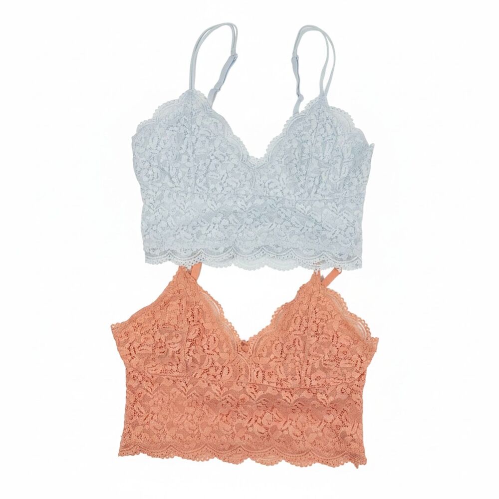 *BUNDLE* SO Lace Bralette 2 Pack Coral & Sky Blue Festival Boho Coquette Size M